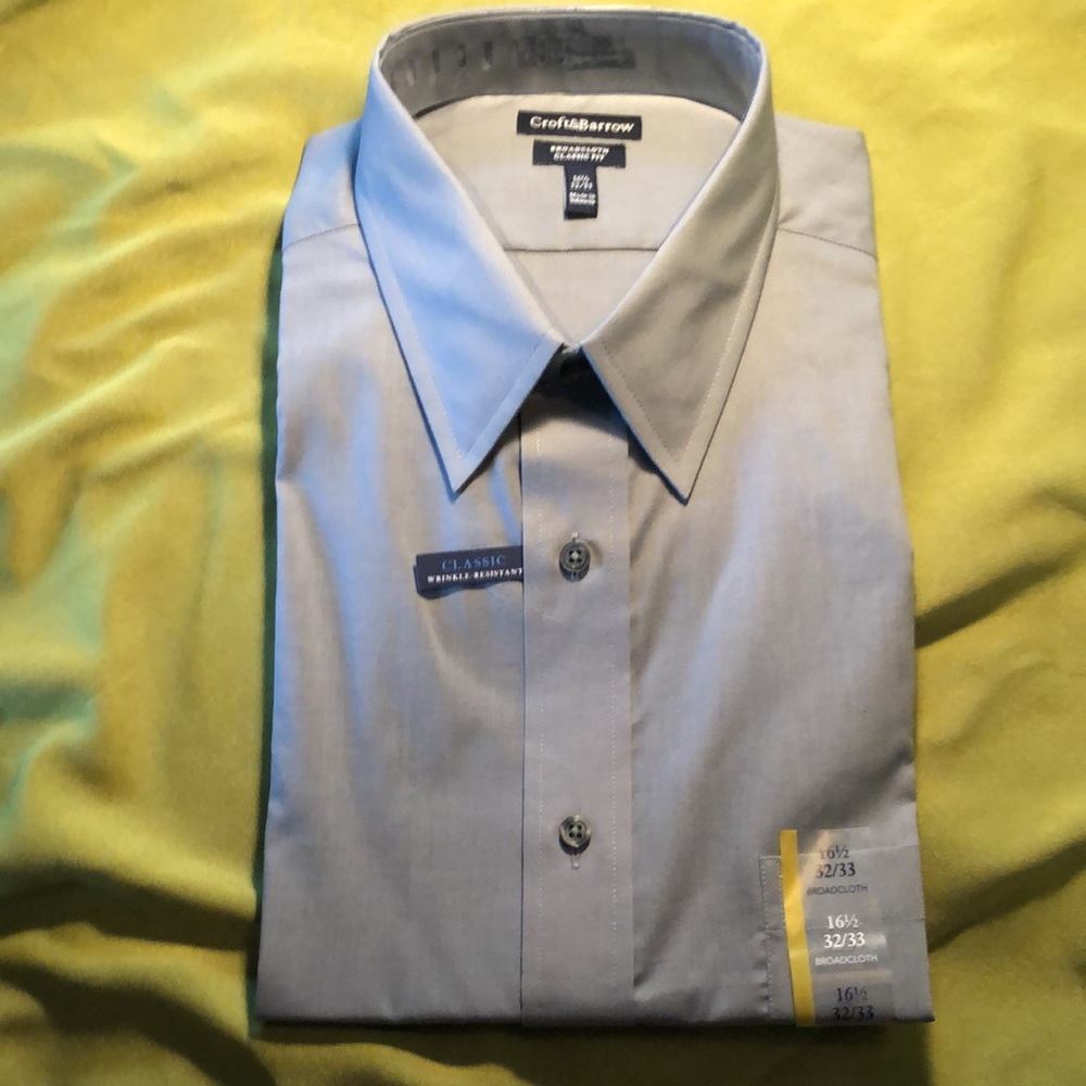 Croft and Barrow long sleeve shirt sz 16 1/2” 32/33 Broadcloth Classic fit  Grey